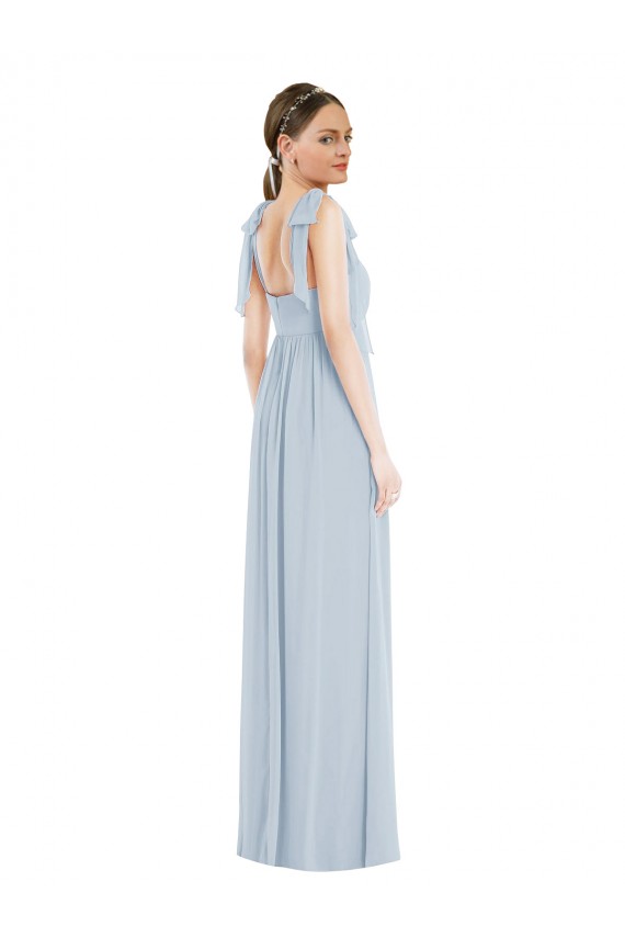 Affordable Sleeveless Sweetheart Soft Chiffon Sea Glass Long Semi Formal Evening Dress