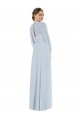Affordable Puff Sleeves Strapless Soft Chiffon Sea Glass Long Formal Evening Dress