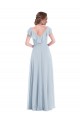 Affordable Sleeveless V-Neck Soft Chiffon Sea Glass Long Black Tie Evening Dress