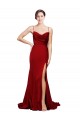 Affordable Sleeveless Cowl Neck Stretch Satin Burgundy Sweep Train Black Tie Evening Dress