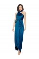 Affordable Sleeveless High Neck Silky Satin Peacock Blue Long Formal Evening Dress