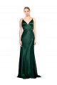Affordable Sleeveless High Neck Stretch Satin Hunter Long Formal Evening Dress