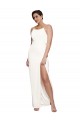 Affordable Sleeveless High Neck Stretch Satin Ivory Long Formal Evening Dress