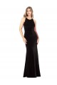 Affordable Sleeveless Jewel Neck Stretch Velvet Black Long Formal Evening Dress