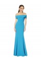 Affordable Sleeveless Off the Shoulder Stretch Crepe Peacock Blue Long Formal Dress