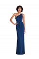 Affordable Sleeveless One Shoulder Spandex Royal Blue Long Semi Formal Evening Dress