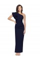Affordable Sleeveless One Shoulder Stretch Crepe Dark Navy Sheath Long Formal Evening Dress