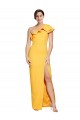 Affordable Sleeveless One Shoulder Stretch Crepe Saffron Long Formal Evening Dress