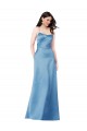Affordable Sleeveless Square Neck Satin Sky Blue Long Formal Evening Dress