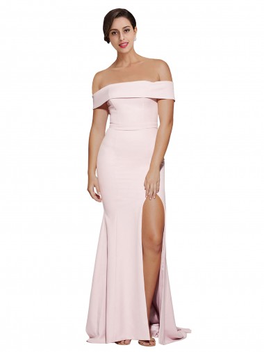 Affordable Sleeveless Square Neck Stretch Crepe Pink Sweep Train Formal Evening Dress