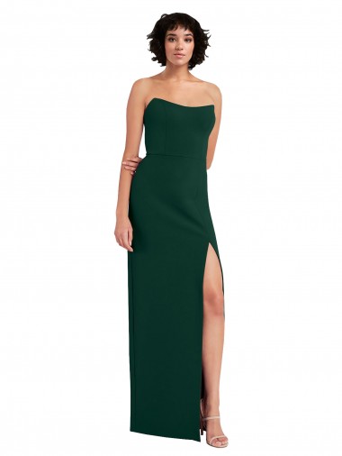 Affordable Sleeveless Strapless Stretch Crepe Midnight Green Long Formal Evening Dress