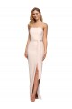 Affordable Sleeveless Strapless Stretch Crepe Nude Long Formal Evening Dress