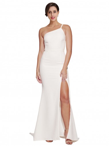 Affordable Sleeveless Strapless Stretch Crepe Ivory Sweep Train Semi Formal Evening Dress