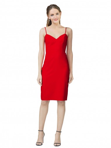 Affordable Sleeveless Sweetheart Stretch Crepe Red Cocktail Length Formal Evening Dress