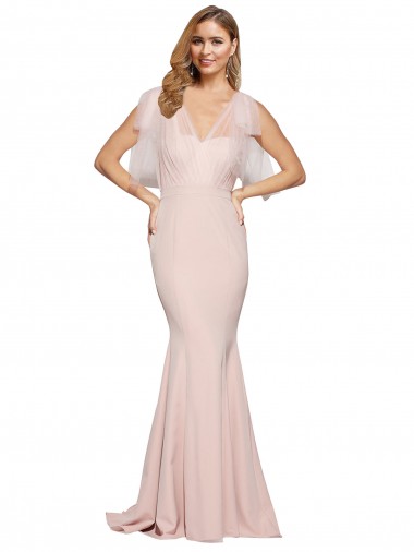 Affordable Sleeveless Sweetheart Stretch Crepe & Tulle Mauve Long Formal Dress