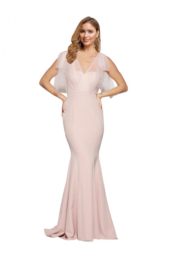 Affordable Sleeveless Sweetheart Stretch Crepe & Tulle Mauve Long Formal Dress