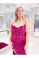 Affordable Sleeveless Sweetheart Velvet Sequin Sweep Train Evening Dress