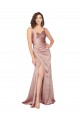Affordable Sleeveless V-Neck Silky Satin Dusty Pink Long Black Tie Evening Dress