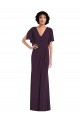 Affordable Split Sleeves V-Neck Spandex Grape Long Formal Evening Dress
