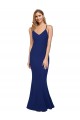 Affordable Sleeveless V-Neck Stretch Crepe Royal Blue Long Formal Dress