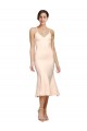 Affordable Sleeveless V-Neck Stretch Crepe Nude Midi Length Evening Dress