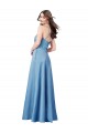 Affordable Sleeveless Square Neck Satin Sky Blue Long Formal Evening Dress