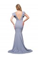 Affordable Sleeveless Round Neck Stretch Crepe Smoke Blue Sweep Train Formal Evening Dress