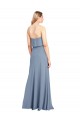Affordable Sleeveless High Neck Stretch Crepe Smoke Blue Long Formal Dress