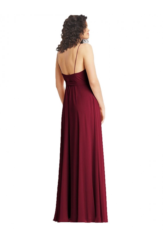 Affordable Sleeveless V-Neck Soft Chiffon Smoke Green Long Formal Evening Dress