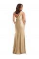 Affordable Sleeveless One Shoulder Silky Satin Soft Gold Long Plus Size Formal Evening Dress