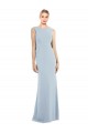 Affordable Sleeveless Bateau Neck Stretch Crepe Light Sky Blue Long Semi Formal Evening Dress