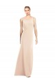 Affordable Sleeveless Bateau Neck Stretch Crepe Nude Long Semi Formal Evening Dress