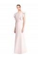 Affordable Cap Sleeves Bateau Neck Stretch Crepe Pink Long Formal Dress