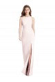 Affordable Sleeveless Bateau Neck Stretch Crepe Pink Long Semi Formal Evening Dress