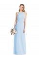 Affordable Sleeveless Halter Neck Soft Chiffon Light Sky Blue Long Semi Formal Evening Dress