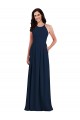 Affordable Sleeveless Halter Neck Stretch Crepe Dark Navy Long Semi Formal Evening Dress
