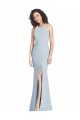 Affordable Sleeveless Halter Neck Stretch Crepe Light Sky Blue Long Evening Gowns