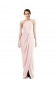 Affordable Sleeveless Halter Neck Stretch Crepe Pink Long Semi Formal Evening Dress