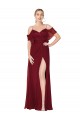 Affordable Cold Shoulder High Neck Soft Chiffon Burgundy Long Formal Evening Dress