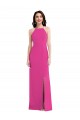 Affordable Sleeveless High Neck Stretch Crepe Fuchsia Long Formal Evening Dress