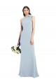 Affordable Sleeveless High Neck Stretch Crepe Light Sky Blue Long Semi Formal Evening Dress