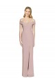 Affordable Sleeveless Off the Shoulder Stretch Crepe Dusty Pink Long Semi Formal Evening Dress
