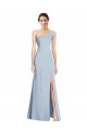 Affordable Sleeveless Off the Shoulder Stretch Crepe Light Sky Blue Long Formal Evening Dress
