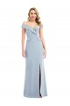 Affordable Sleeveless Off the Shoulder Stretch Crepe Light Sky Blue Long Semi Formal Evening Dress