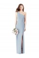 Affordable Sleeveless One Shoulder Stretch Crepe Light Sky Blue Long Semi Formal Evening Dress