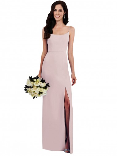 Affordable Sleeveless Spaghetti Straps Stretch Crepe Long Formal Evening Dress