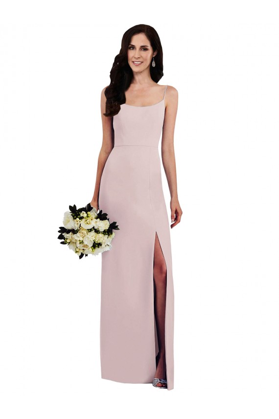 Affordable Sleeveless Spaghetti Straps Stretch Crepe Long Formal Evening Dress