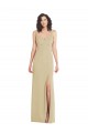 Affordable Sleeveless Square Neck Stretch Crepe Champagne Long Formal Evening Dress