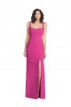 Affordable Sleeveless Square Neck Stretch Crepe Fuchsia Long Semi Formal Evening Dress