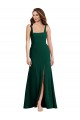 Affordable Sleeveless Square Neck Stretch Crepe Midnight Green Long Semi Formal Evening Dress